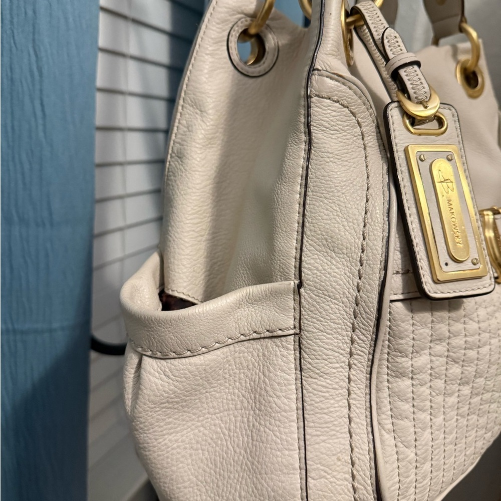 b. makowsky Beige Shoulder Bag with Gold Hardware - Picture 5 of 10